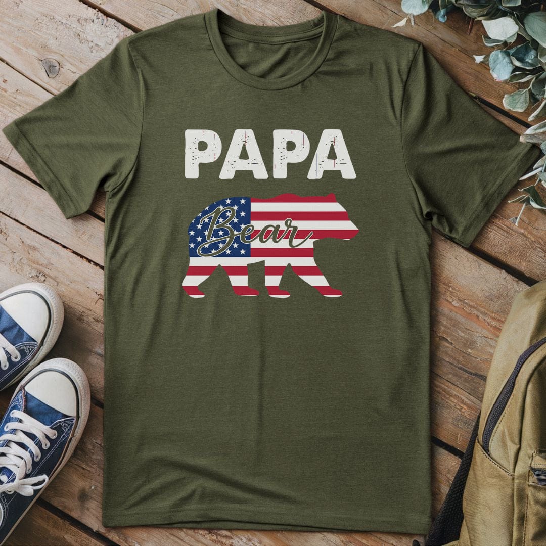 T-Shirt Military Green / S Patriotic Papa Roar