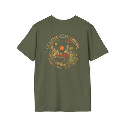 T-Shirt Military Green / S Alien Desert Highway (Back Print)