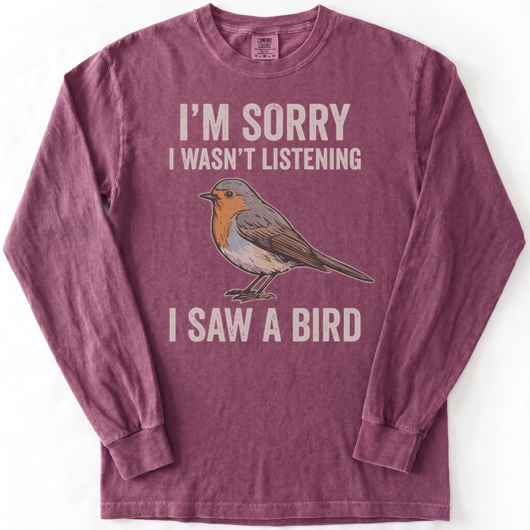 I Saw A Bird Premium LS - Comfort Colors garment-dyed long sleeve in Berry from Summit Soul