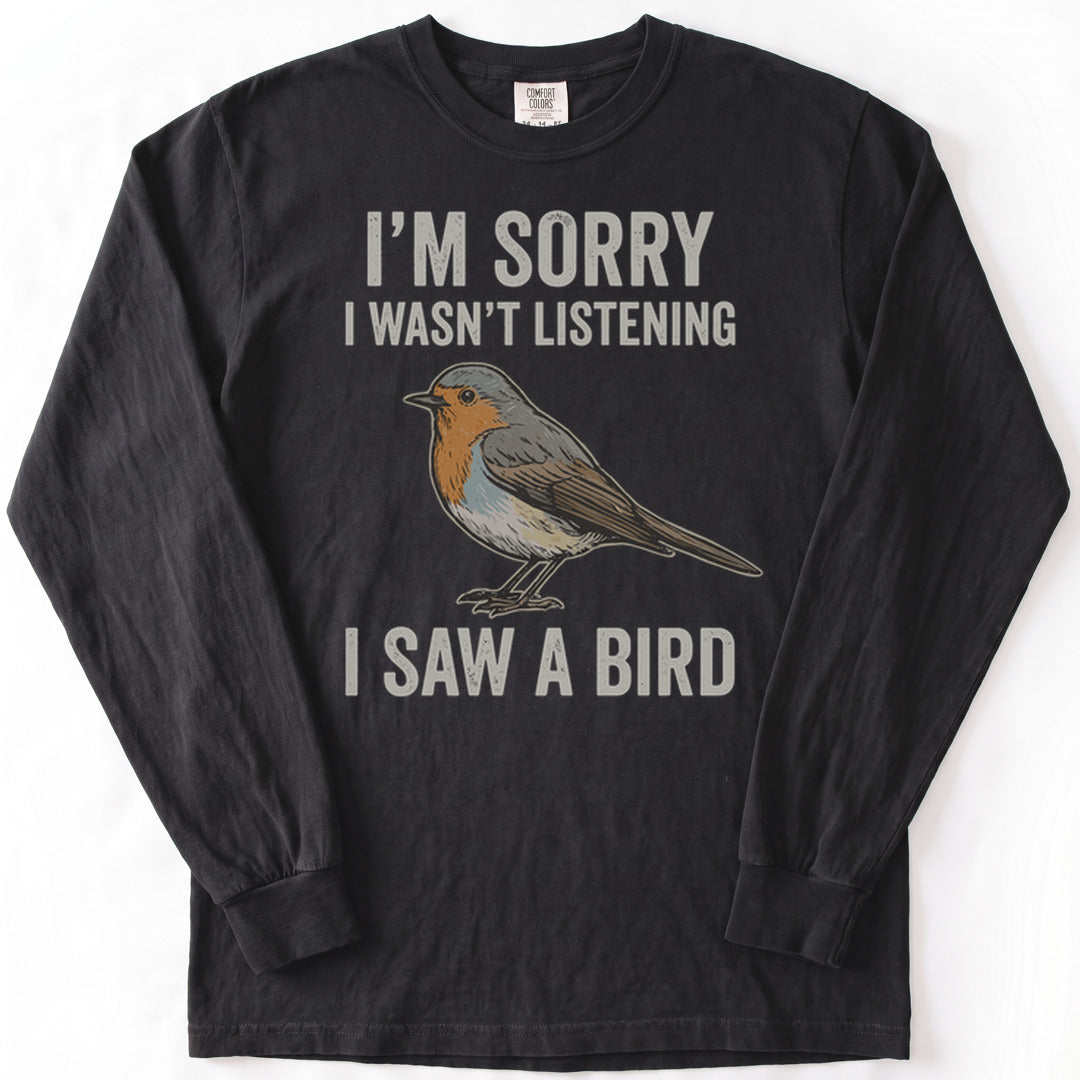 I Saw A Bird Premium LS - Comfort Colors garment-dyed long sleeve in Black from Summit Soul