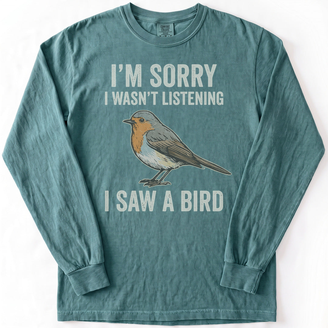 I Saw A Bird Premium LS - Comfort Colors garment-dyed long sleeve in Blue Spruce from Summit Soul