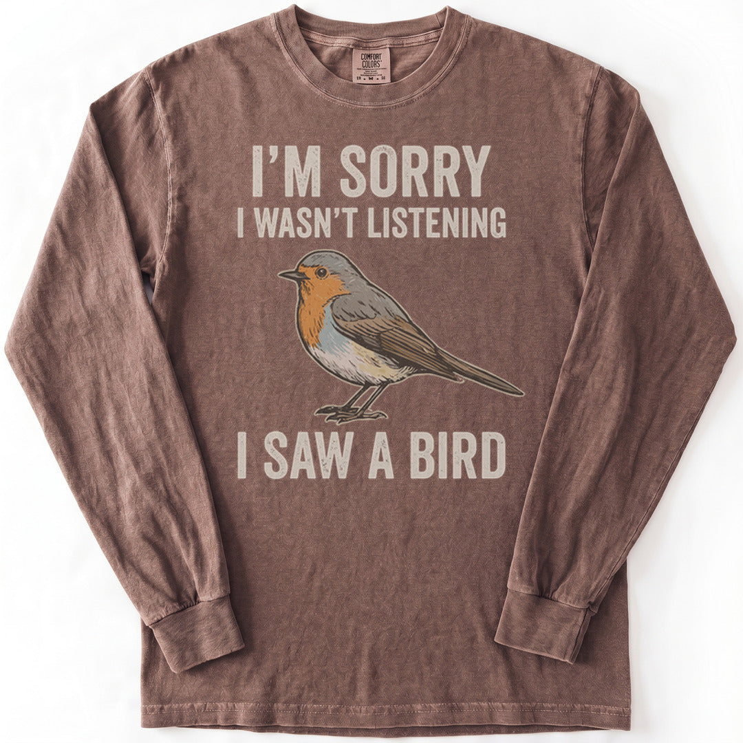 I Saw A Bird Premium LS - Comfort Colors garment-dyed long sleeve in Espresso from Summit Soul
