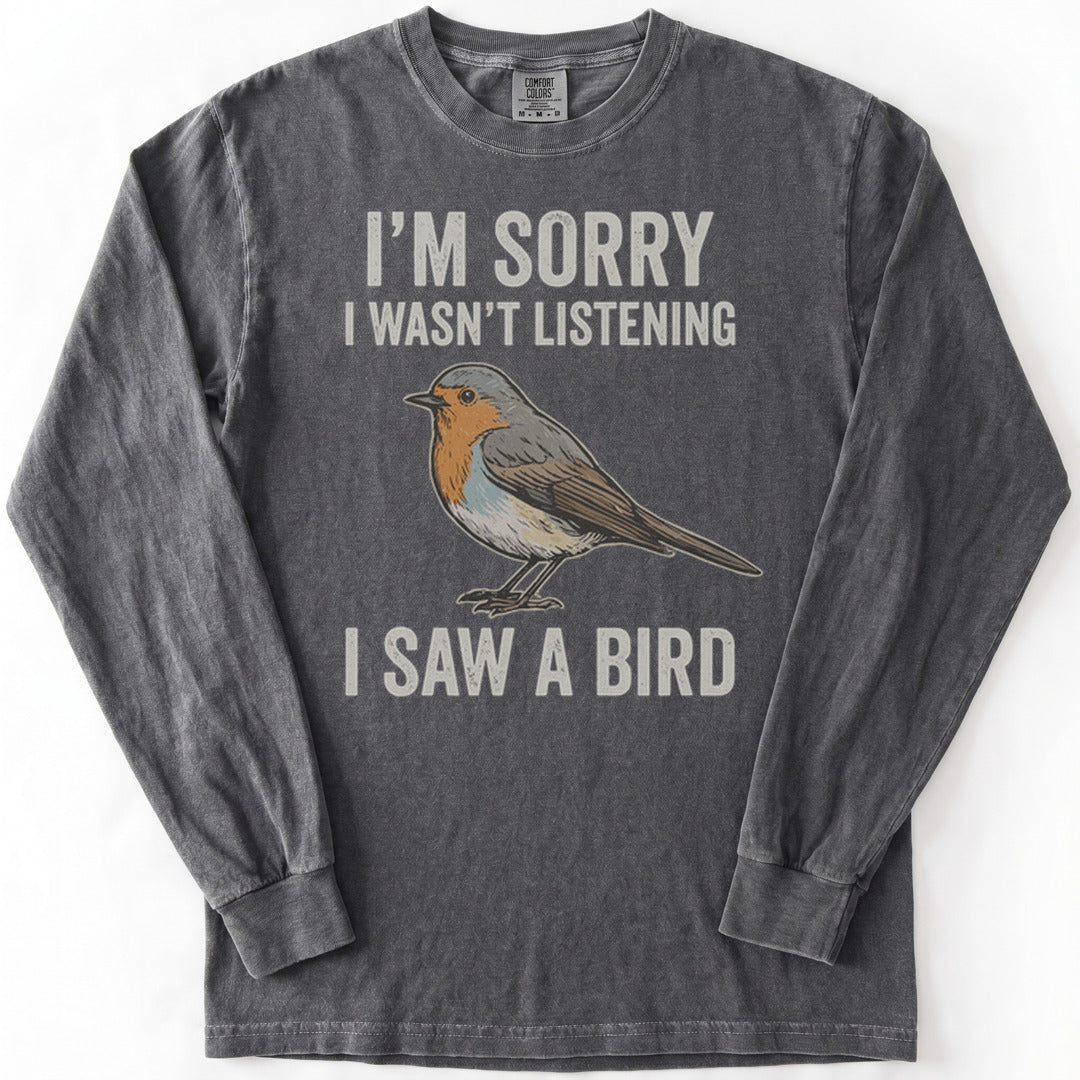 I Saw A Bird Premium LS - Comfort Colors garment-dyed long sleeve in Pepper from Summit Soul