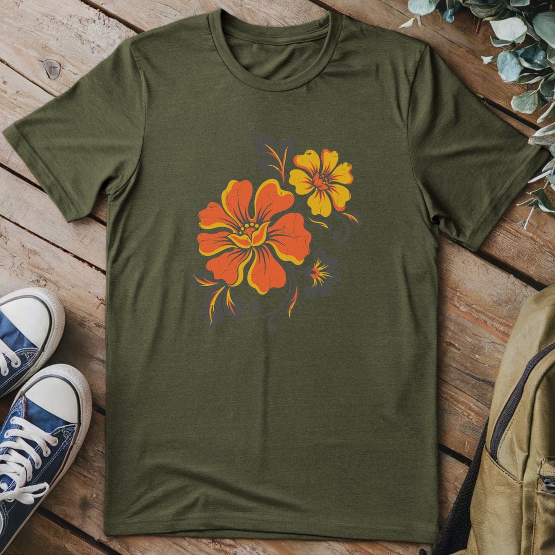 T-Shirt Military Green / S Vintage Bloom Burst