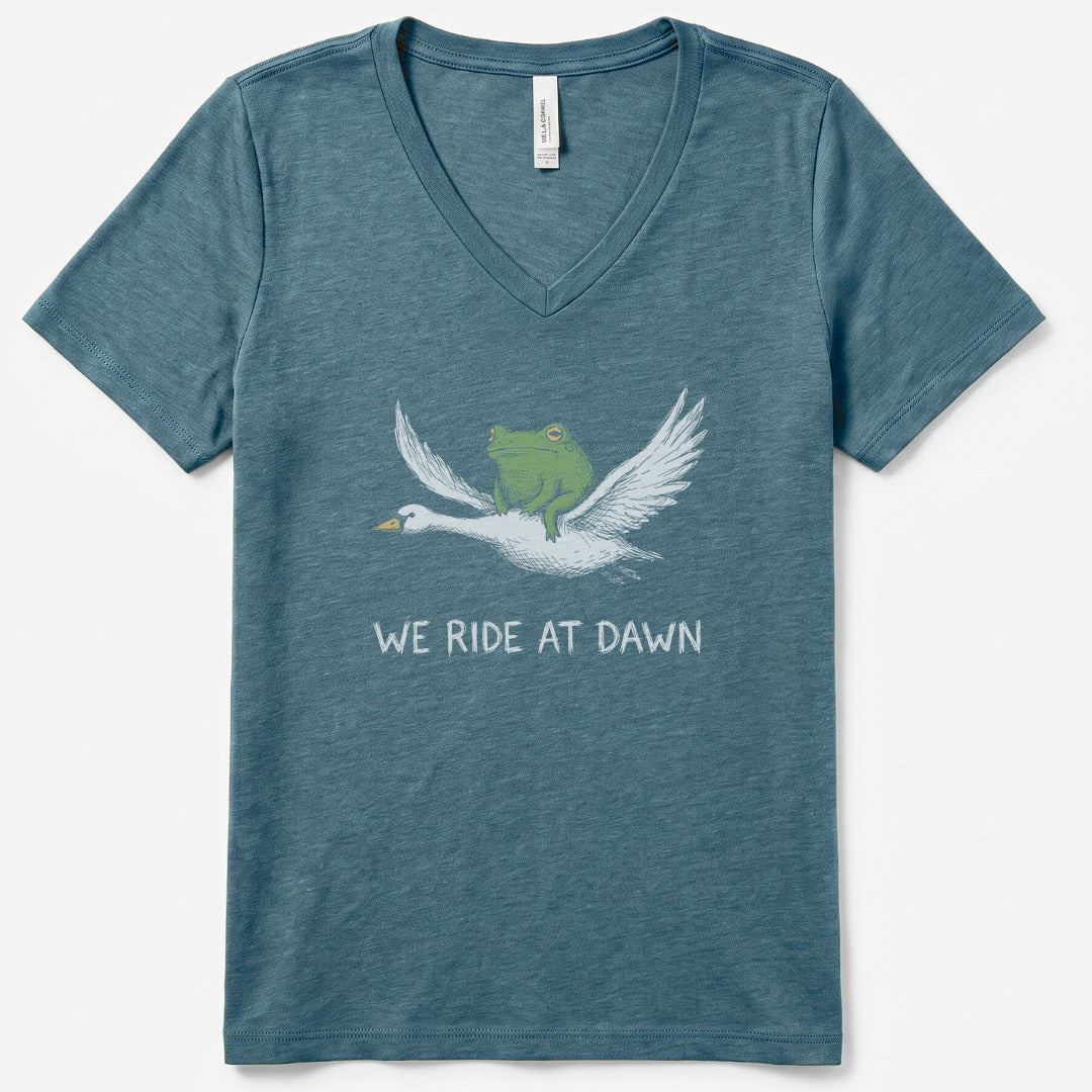 Dawn Adventure Duo V-Neck Heather - women's relaxed v-neck tee in Heather Slate from Summit Soul