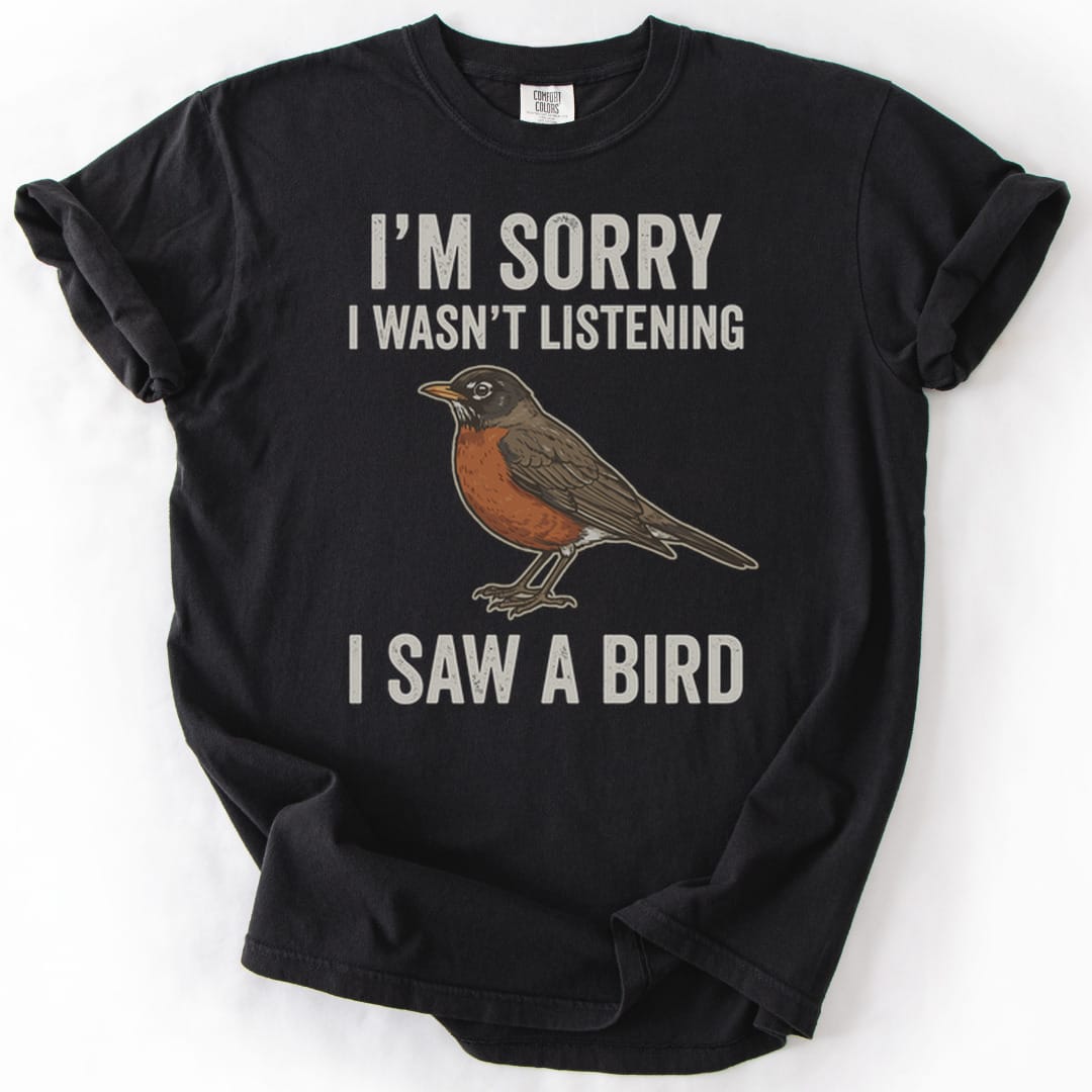 T-Shirt Black / S I Saw A Bird (American Robin) Premium