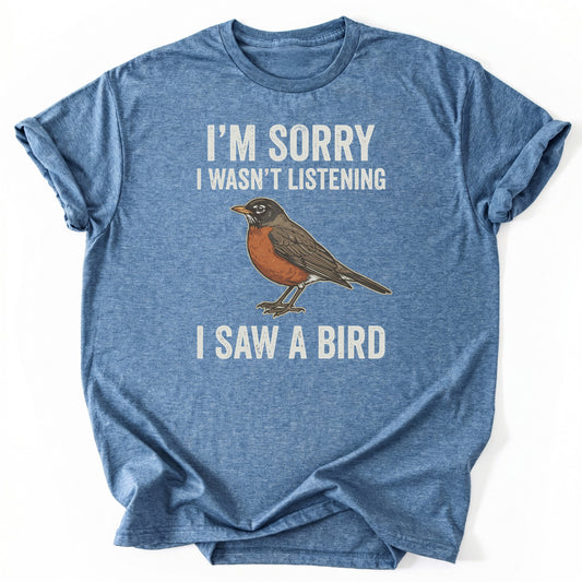 T-Shirt Heather Indigo / S I Saw A Bird (American Robin)