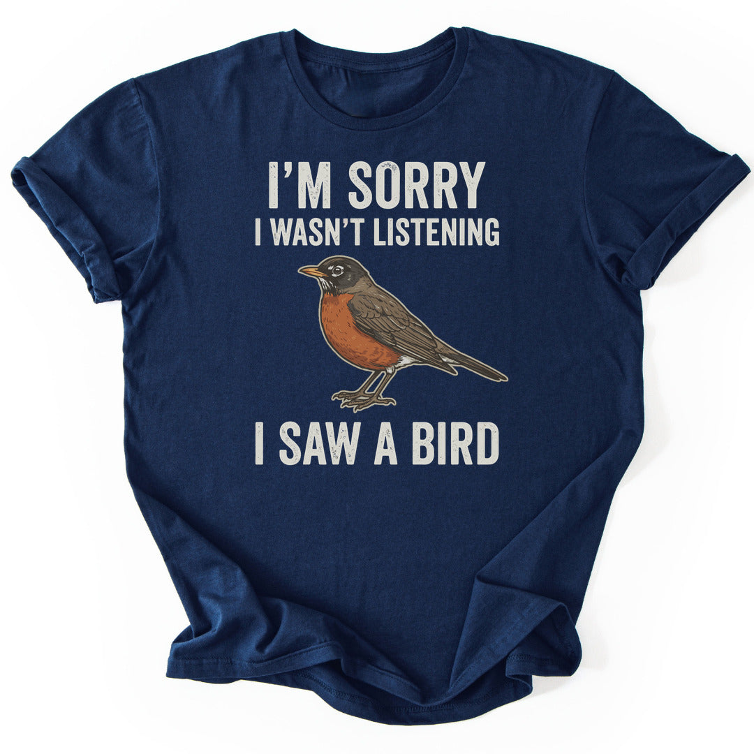 T-Shirt Navy / S I Saw A Bird (American Robin)
