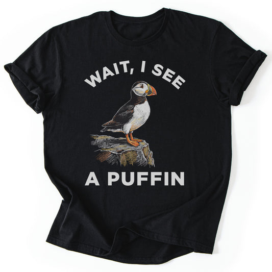T-Shirt Black / S I See A Puffin