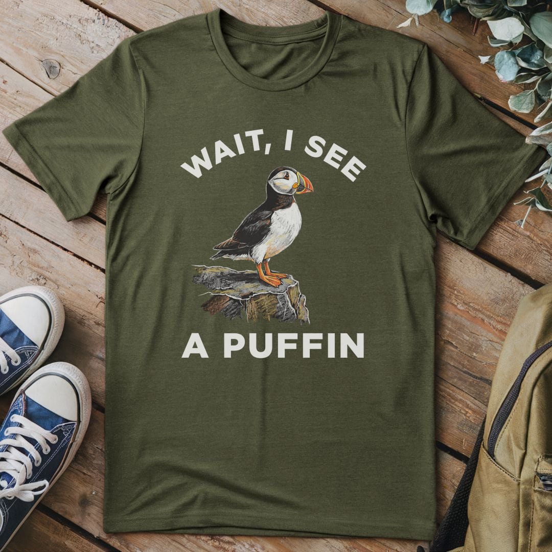 T-Shirt Military Green / S I See A Puffin