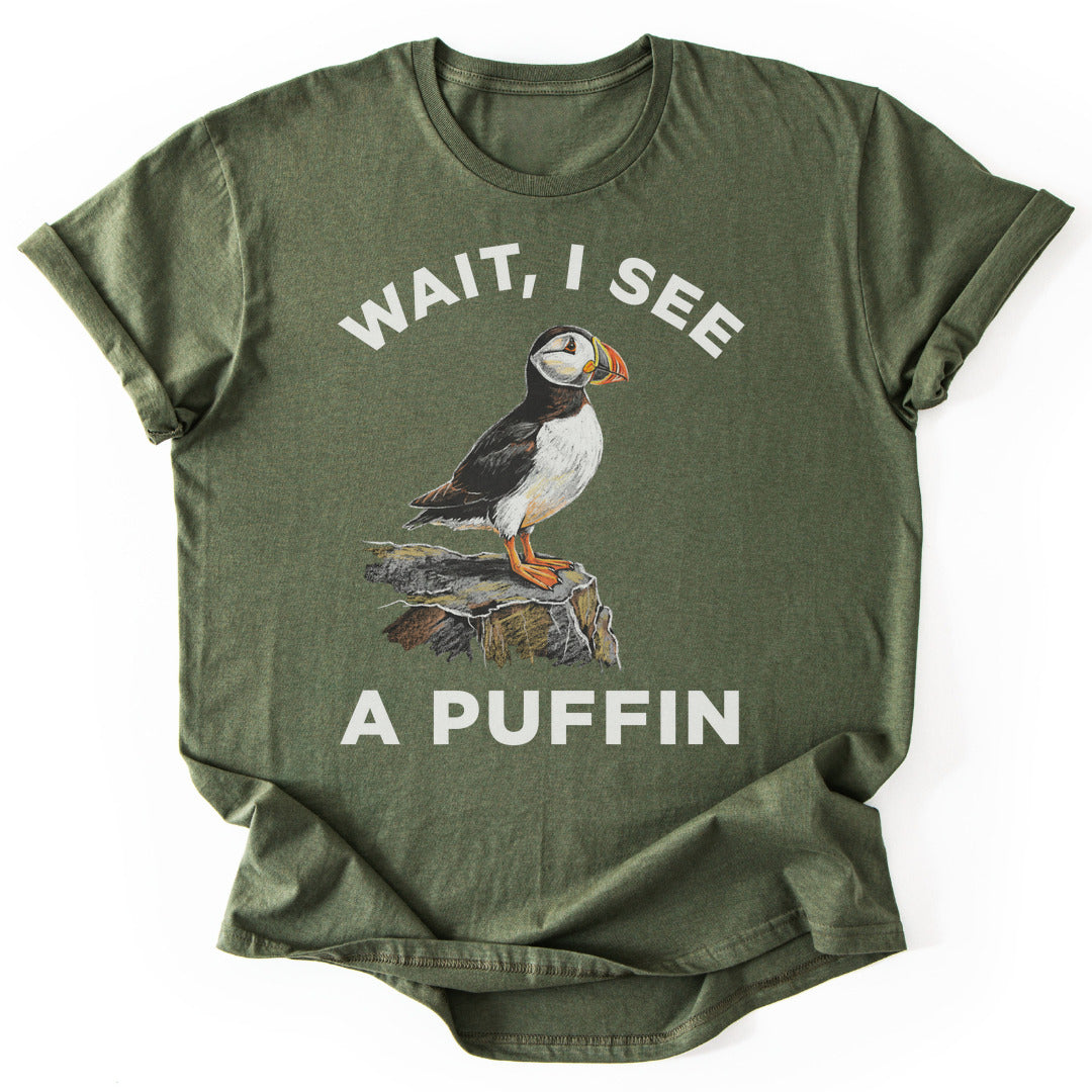 T-Shirt Military Green / S I See A Puffin