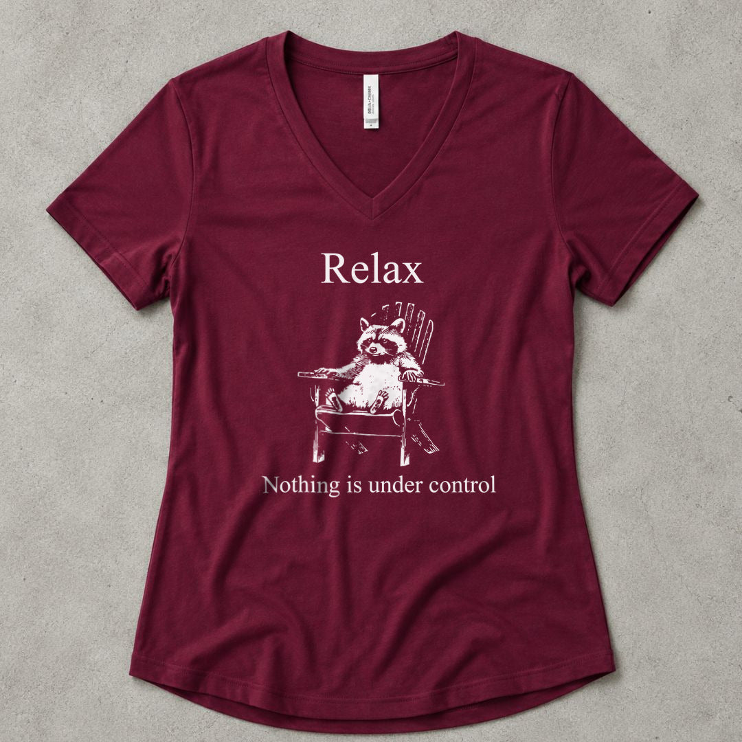 Surrender V-Neck - women's relaxed v-neck tee in Maroon from Summit Soul