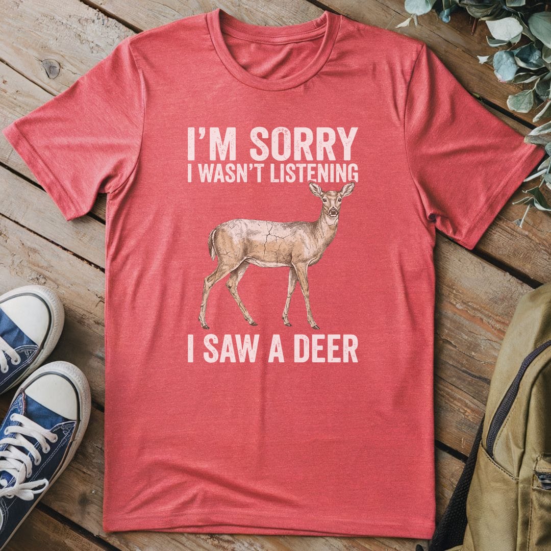 T-Shirt Heather Red / S Distracted By Deer