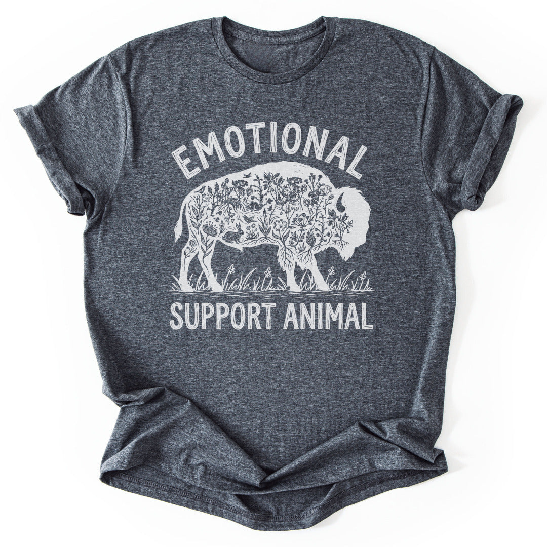 T-Shirt Dark Heather / S Emotional Support Bison
