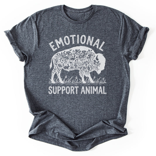 T-Shirt Dark Heather / S Emotional Support Bison