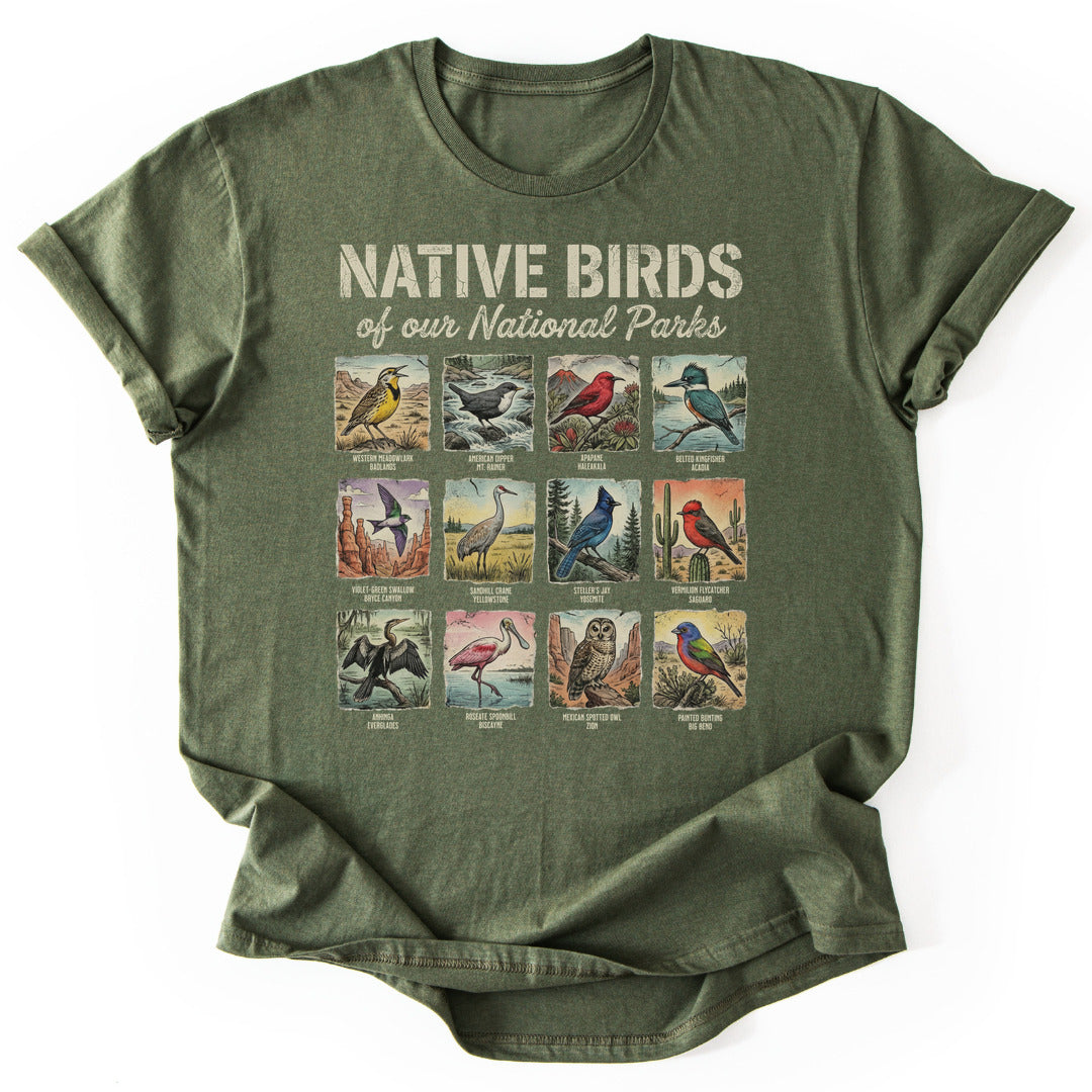 T-Shirt Military Green / S Native Birds