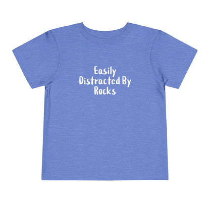 Kids clothes Heather Columbia Blue / 2T Easily Distracted By Rocks Premium Toddler T-Shirt (Front & Back Print)
