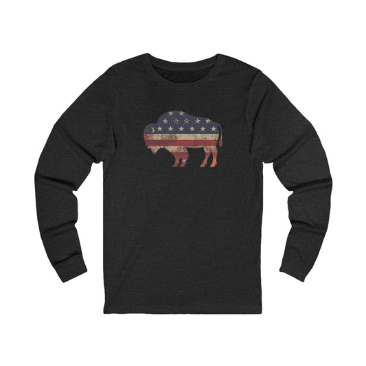 Long-sleeve Dark Grey Heather / S American Bison Long Sleeve