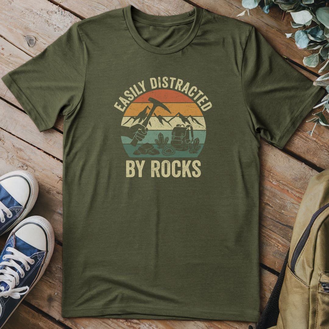 T-Shirt Military Green / S Retro Rockhound Sunset