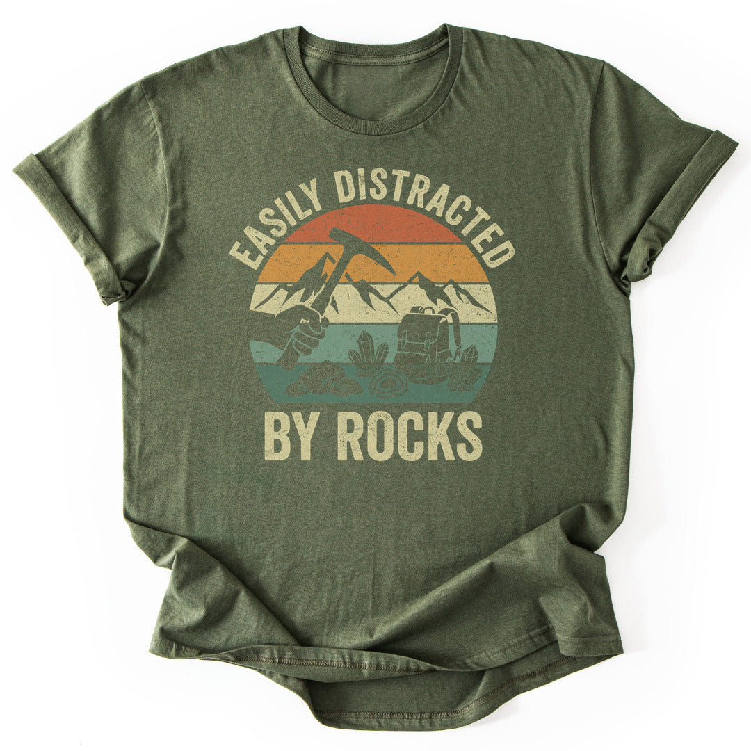 T-Shirt Military Green / S Retro Rockhound Sunset