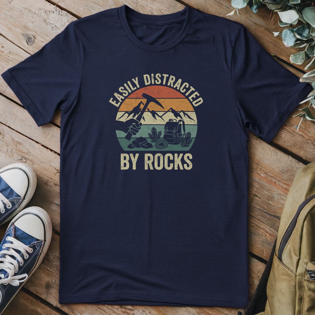 T-Shirt Navy / S Retro Rockhound Sunset