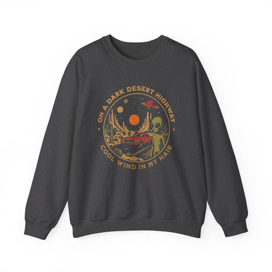 Sweatshirt Dark Heather / S Alien Desert Highway Sweatshirt