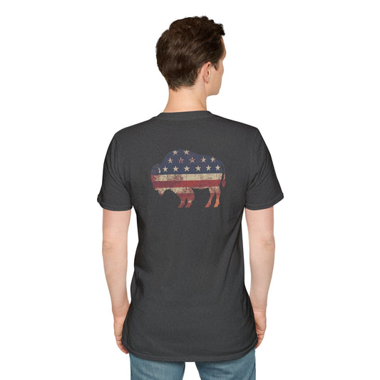 T-Shirt Dark Heather / S American Bison (Back Print)