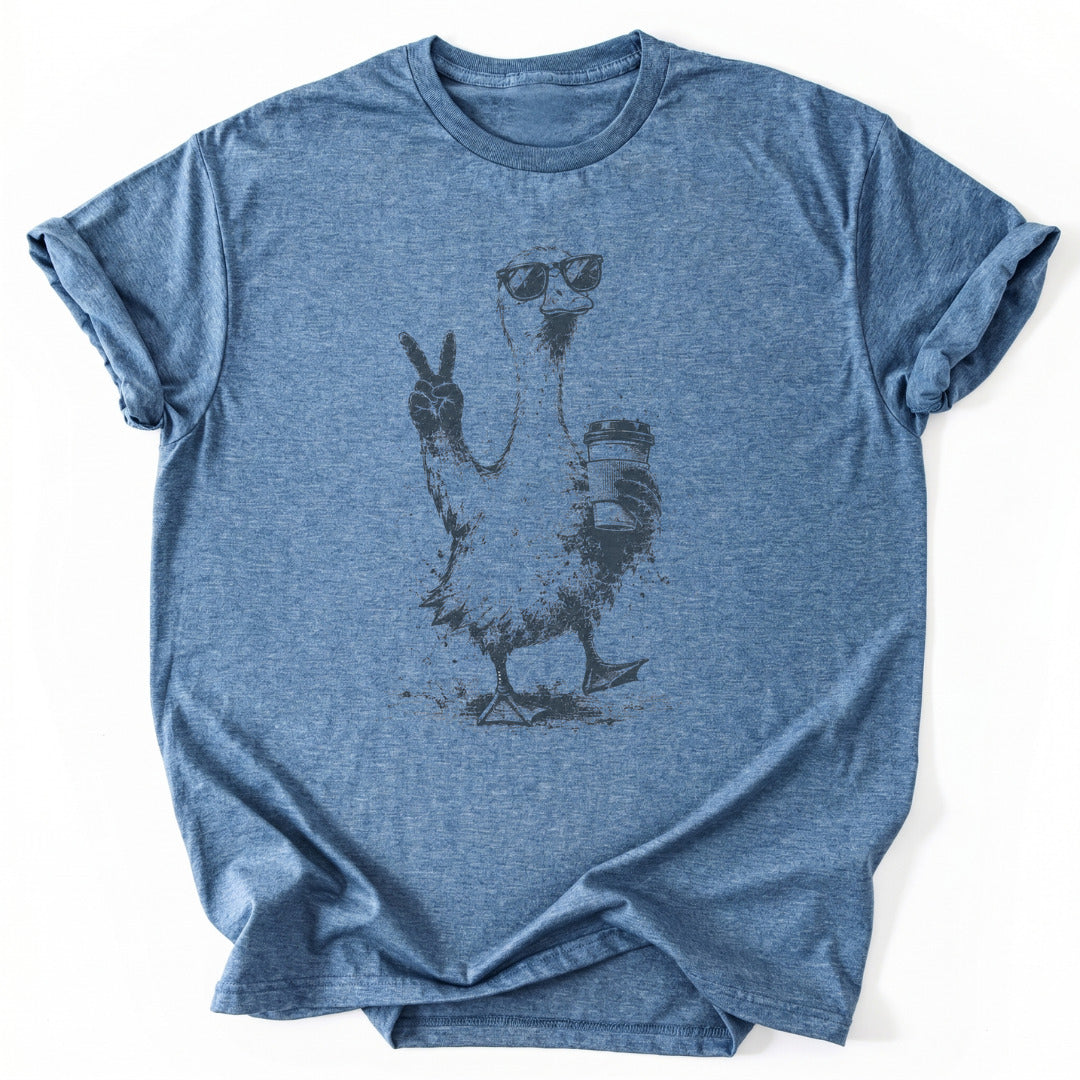 T-Shirt Heather Indigo / S Coffee First Peace