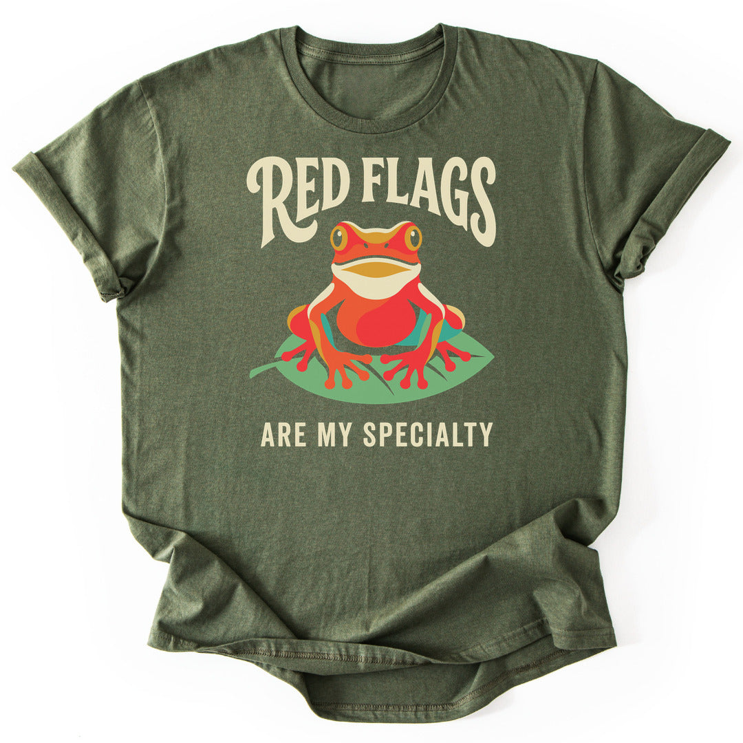 T-Shirt Military Green / S Red Flags