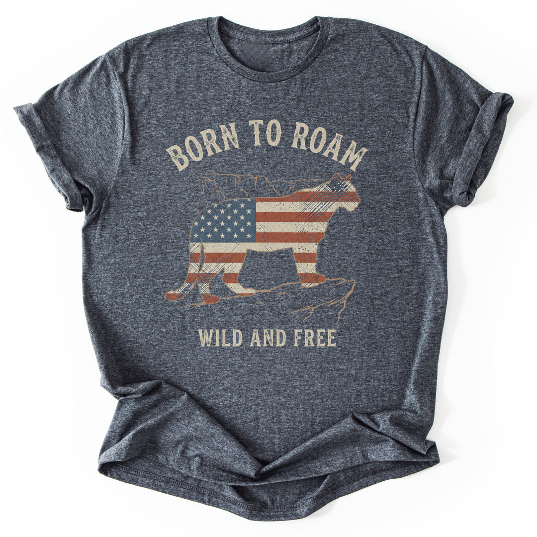 T-Shirt Dark Heather / S Roam Free USA