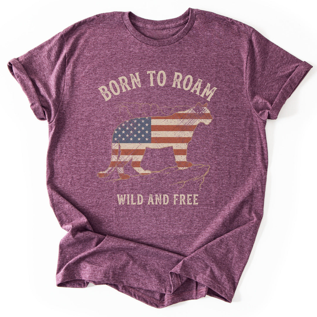 T-Shirt Heather Maroon / S Roam Free USA