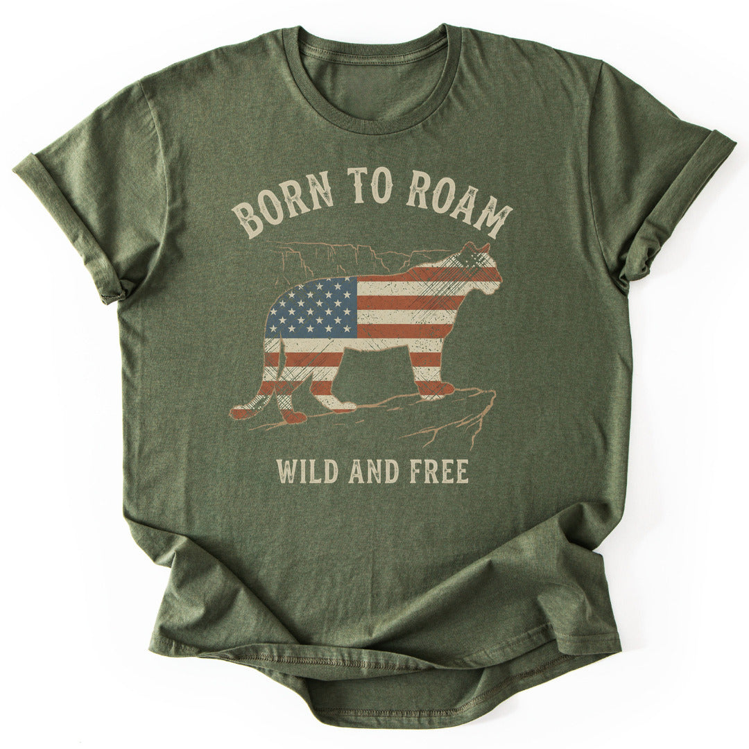 T-Shirt Military Green / S Roam Free USA