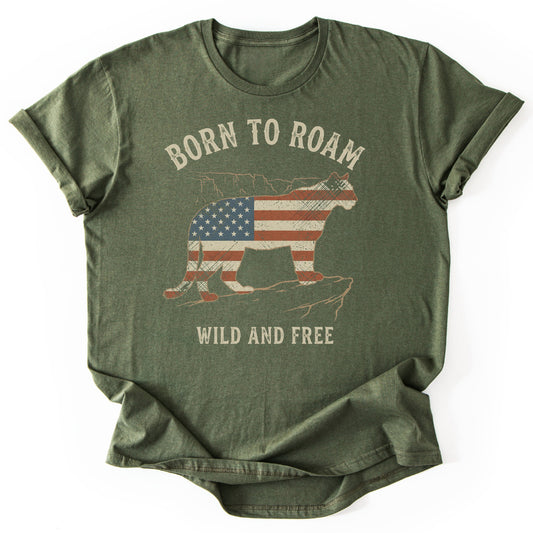 T-Shirt Military Green / S Roam Free USA