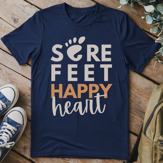T-Shirt Navy / S Sore Feet Happy Heart T-Shirt