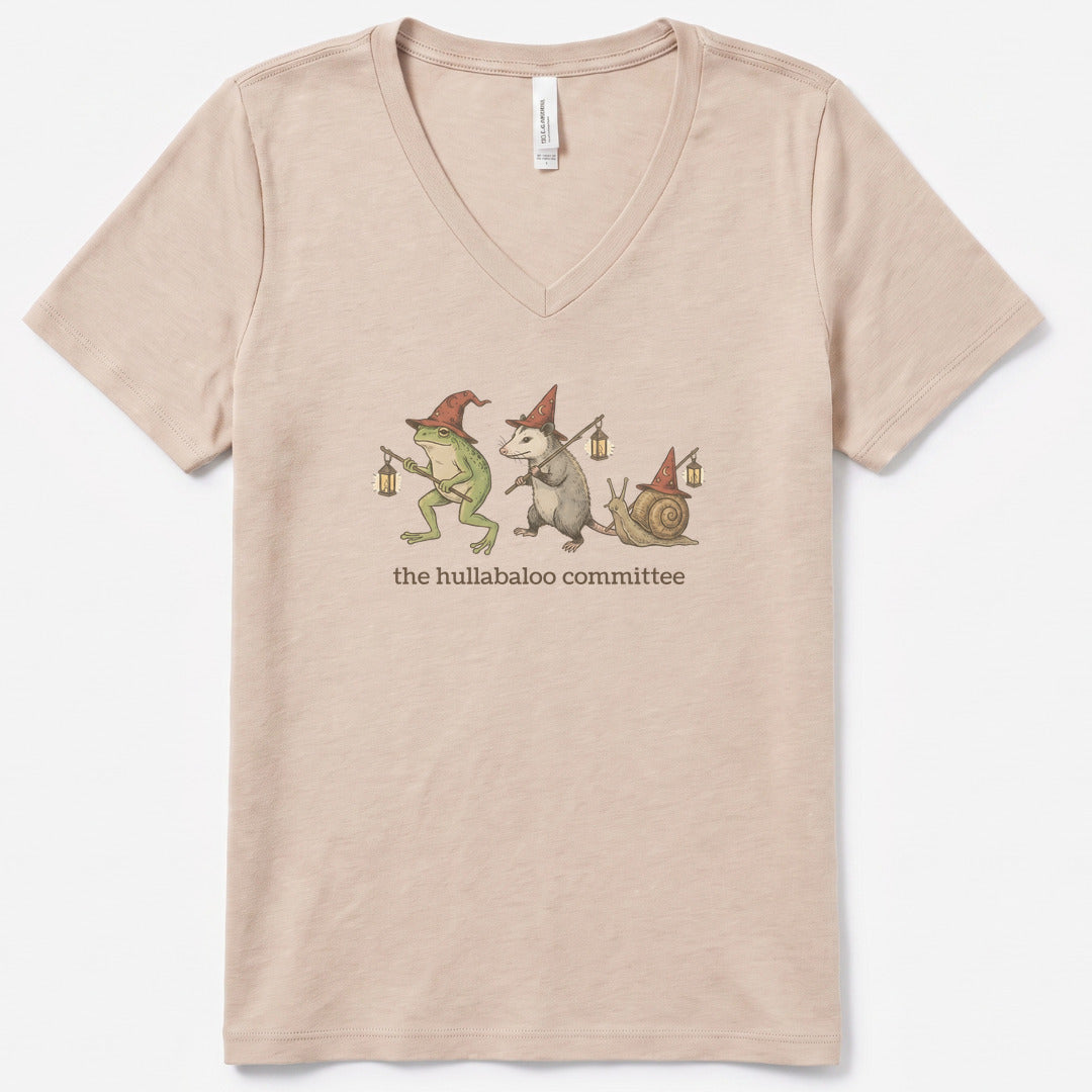 The Hullabaloo Committee V-Neck Heather - women's relaxed v-neck tee in Heather Dust from Summit Soul