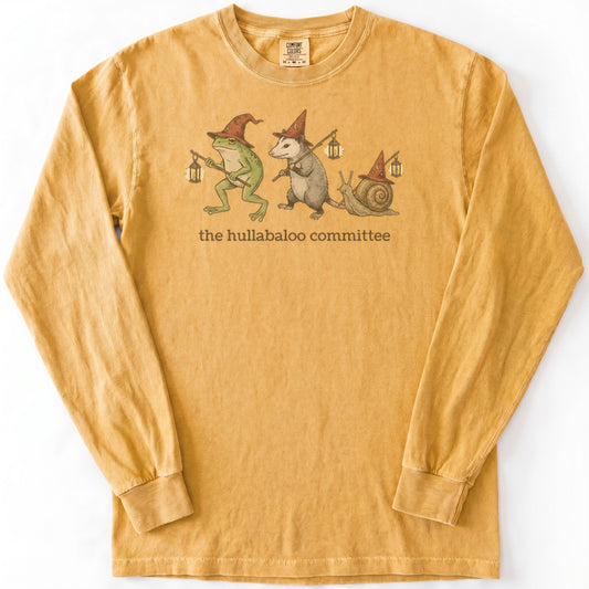The Hullabaloo Committee Premium LS - Comfort Colors garment-dyed long sleeve in Mustard from Summit Soul