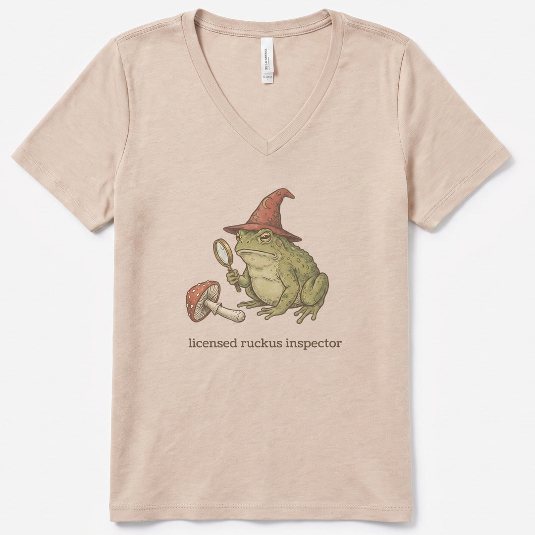 Licensed Ruckus Inspector II V-Neck Heather - women's relaxed v-neck tee in Heather Dust from Summit Soul