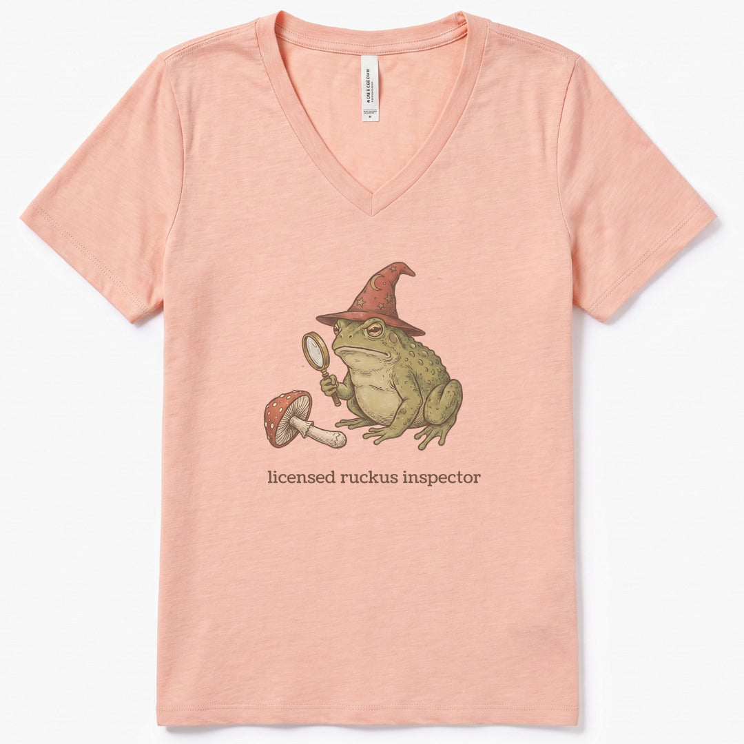 Licensed Ruckus Inspector II V-Neck Heather - women's relaxed v-neck tee in Heather Peach from Summit Soul
