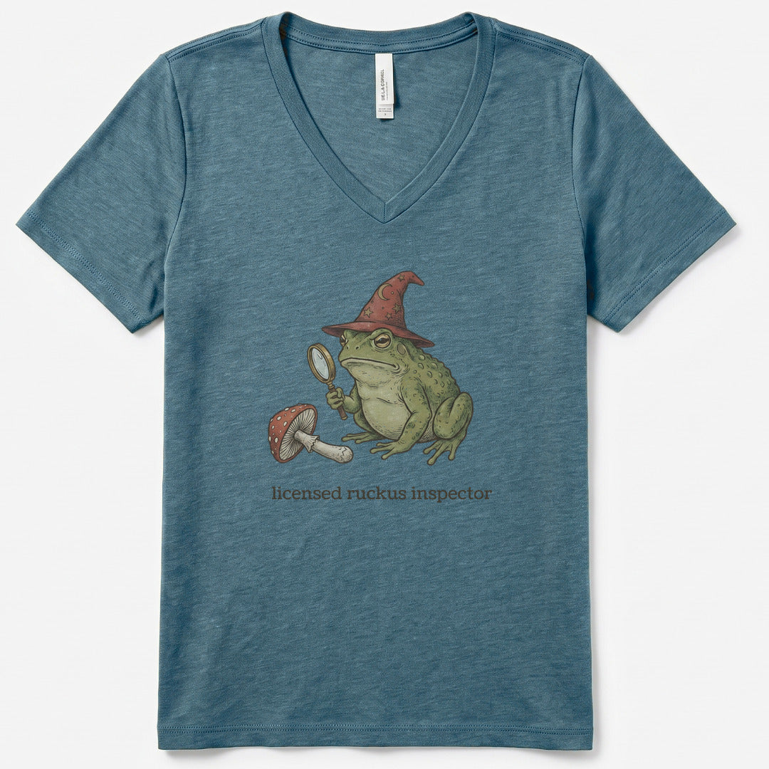 Licensed Ruckus Inspector II V-Neck Heather - women's relaxed v-neck tee in Heather Slate from Summit Soul