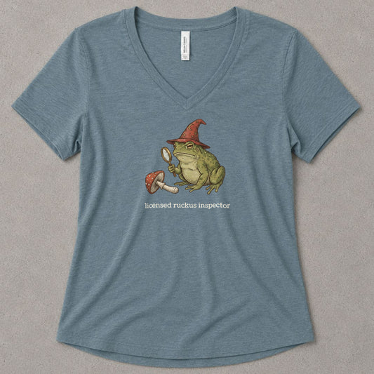Licensed Ruckus Inspector II V-Neck Heather - women's relaxed v-neck tee in Heather Slate from Summit Soul