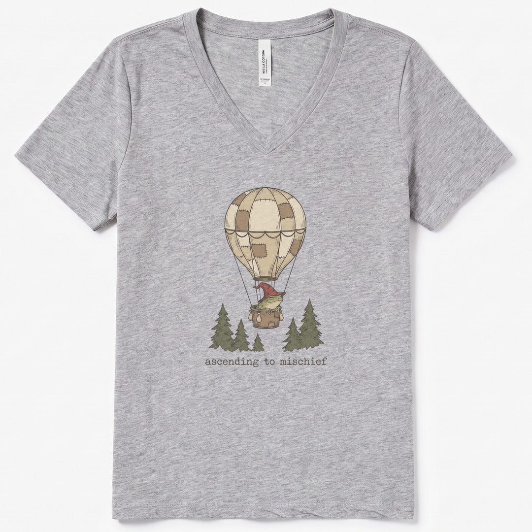 Ascending to Mischief V-Neck Heather - women's relaxed v-neck tee in Athletic Heather from Summit Soul