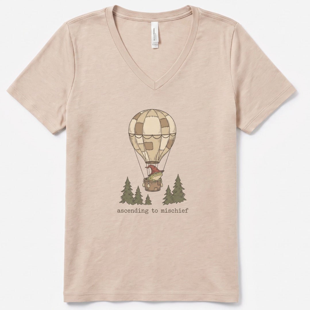 Ascending to Mischief V-Neck Heather - women's relaxed v-neck tee in Heather Dust from Summit Soul