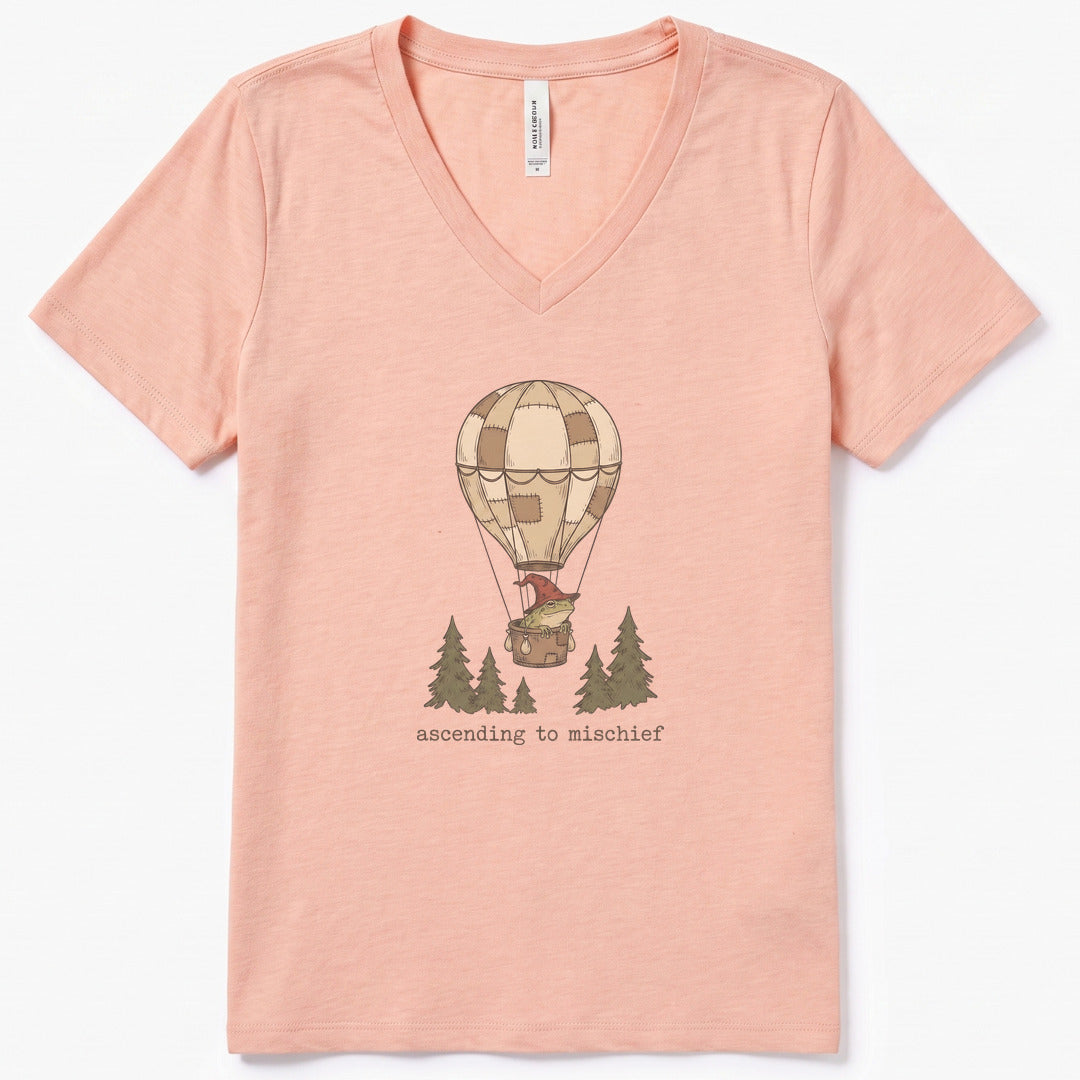 Ascending to Mischief V-Neck Heather - women's relaxed v-neck tee in Heather Peach from Summit Soul