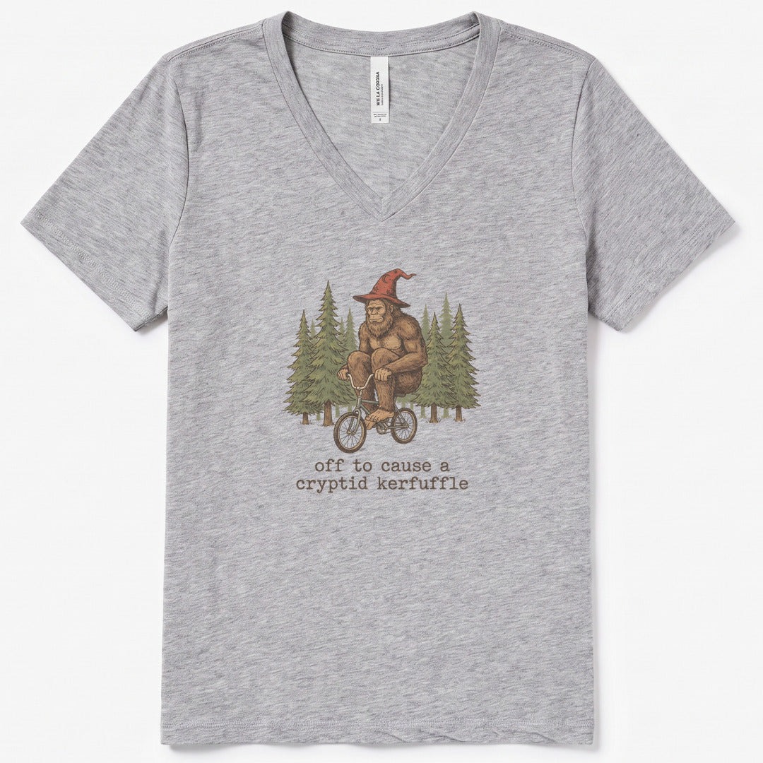 Cryptid Kerfuffle V-Neck Heather - women's relaxed v-neck tee in Athletic Heather from Summit Soul