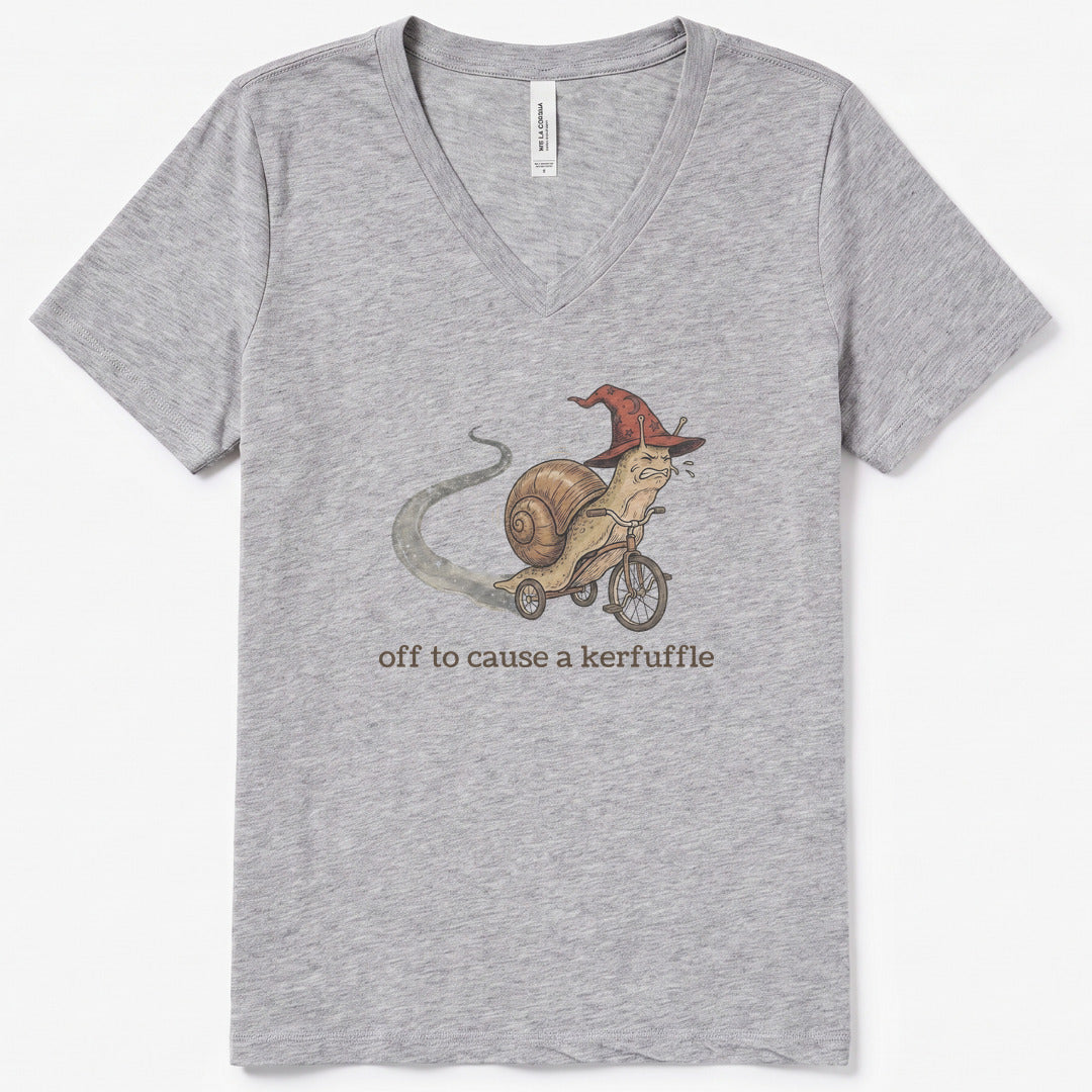 Off to Cause a Kerfuffle II V-Neck Heather - women's relaxed v-neck tee in Athletic Heather from Summit Soul