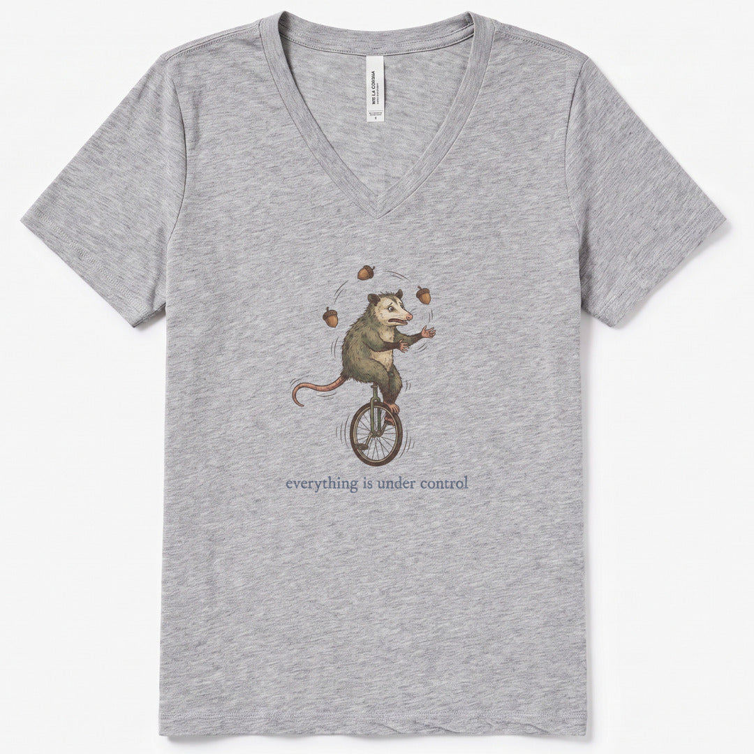 Everything is Under Control V-Neck Heather - women's relaxed v-neck tee in Athletic Heather from Summit Soul