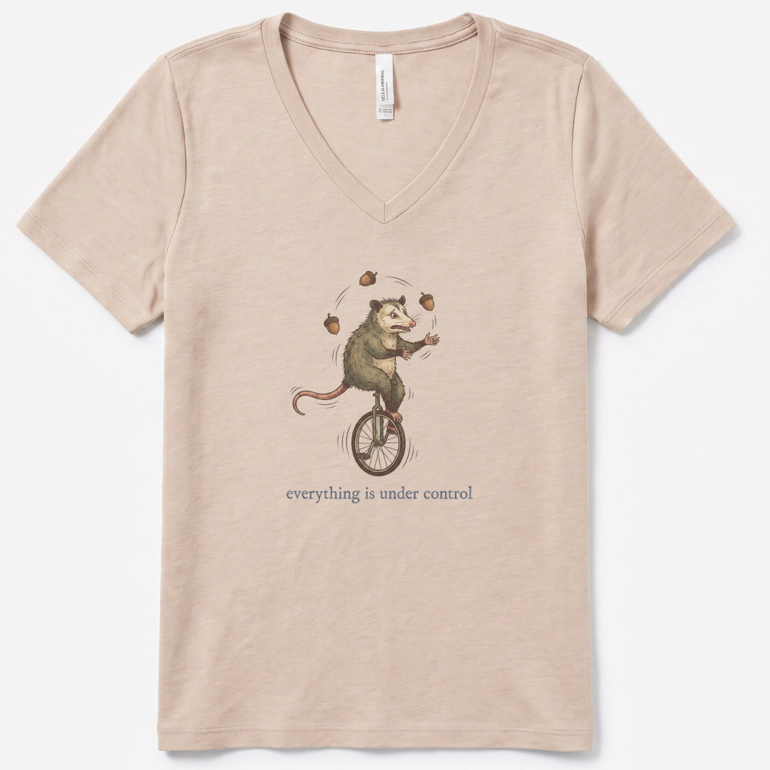 Everything is Under Control V-Neck Heather - women's relaxed v-neck tee in Heather Dust from Summit Soul