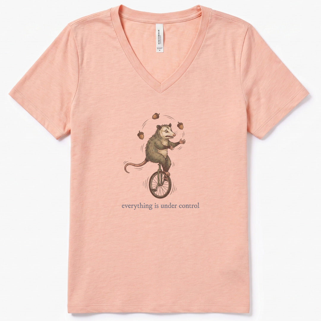 Everything is Under Control V-Neck Heather - women's relaxed v-neck tee in Heather Peach from Summit Soul