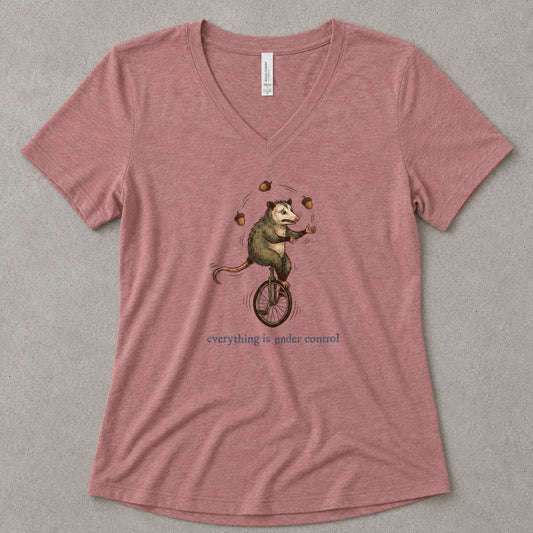 Everything is Under Control V-Neck Heather - women's relaxed v-neck tee in Heather Mauve from Summit Soul