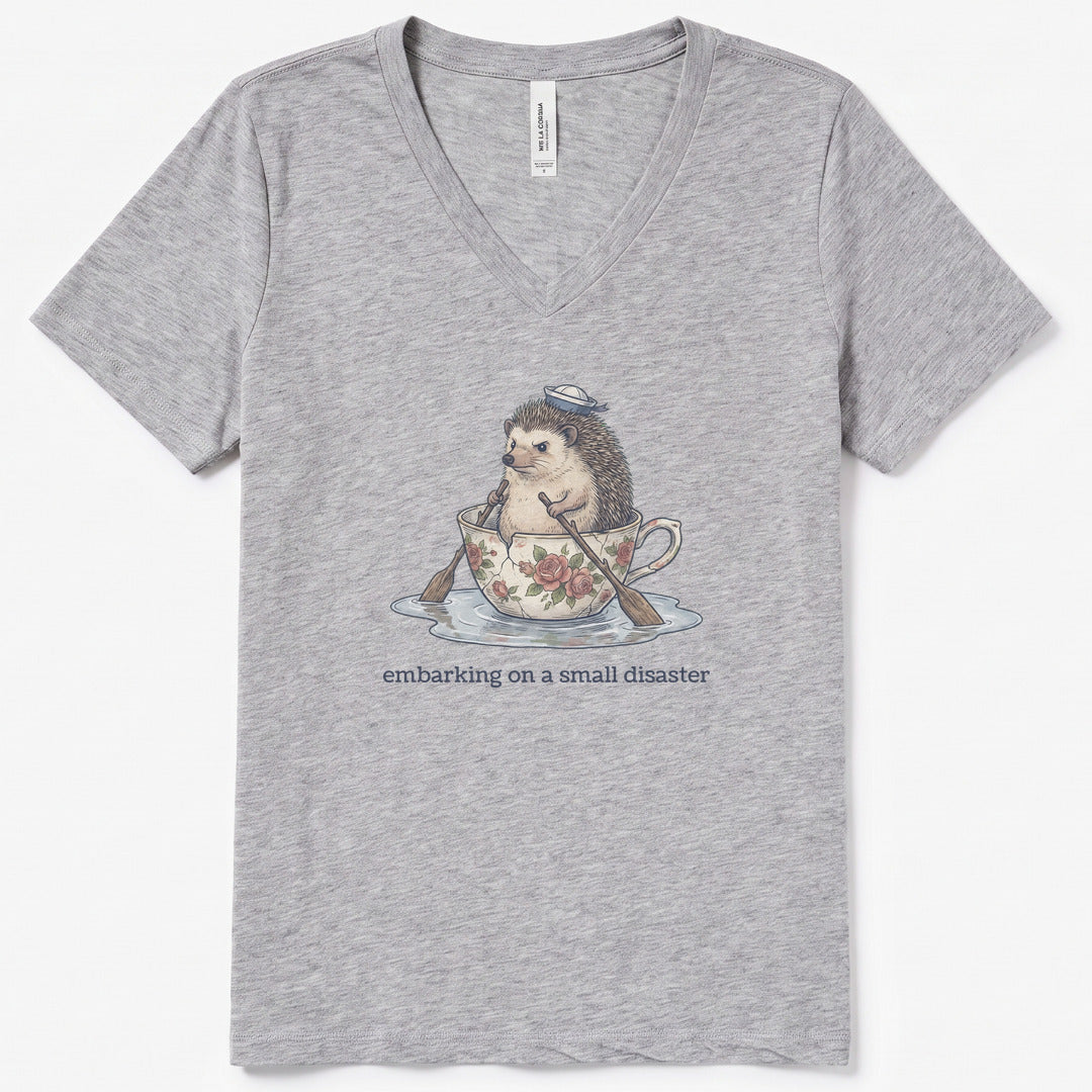 Small Disaster V-Neck Heather - women's relaxed v-neck tee in Athletic Heather from Summit Soul
